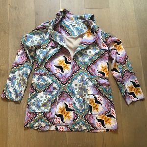 Lightweight Aztec print rain jacket